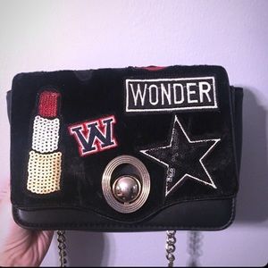 Zara Crossbody Sling Black Purse with Patches